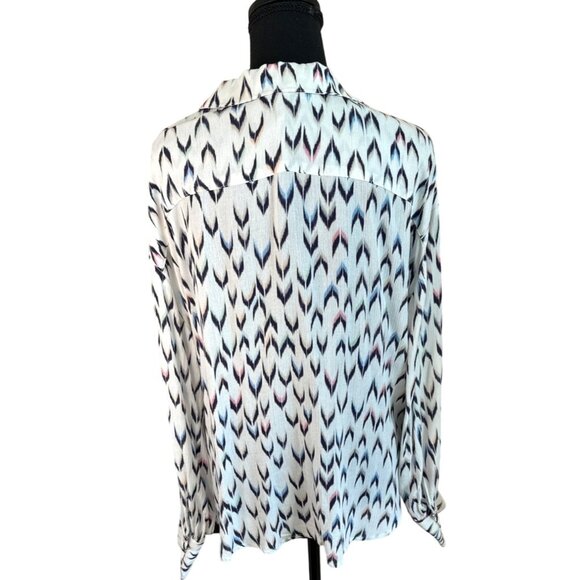 NWT FDJ Dolman Long Sleeve Crepe Aztec Print Viscose Button Shirt S Office Top - Picture 3 of 13